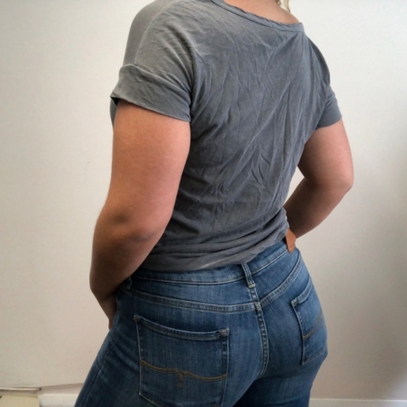 Anthropologie Gray Short Sleeve Tie Front Tee - Picture 6 of 8